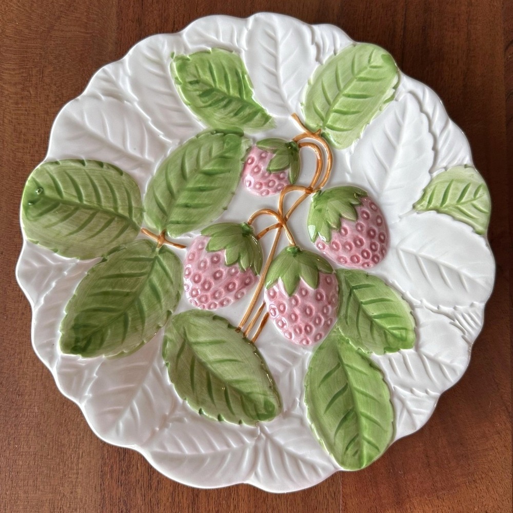 Erik Van Horn Fruit du Jour Plates Set of 6 Shafford Majolica 1987 Vintage - Picture 2 of 10